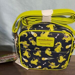 Loungefly Nickelodeon Dinosaur Reptar Crossbody Bag - Neon Yellow and Navy